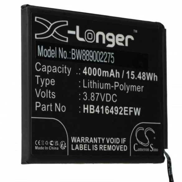 Honor HB416492EFW - 4000 mAh 3.87 V Li-polymer - Utángyártott telefon akku