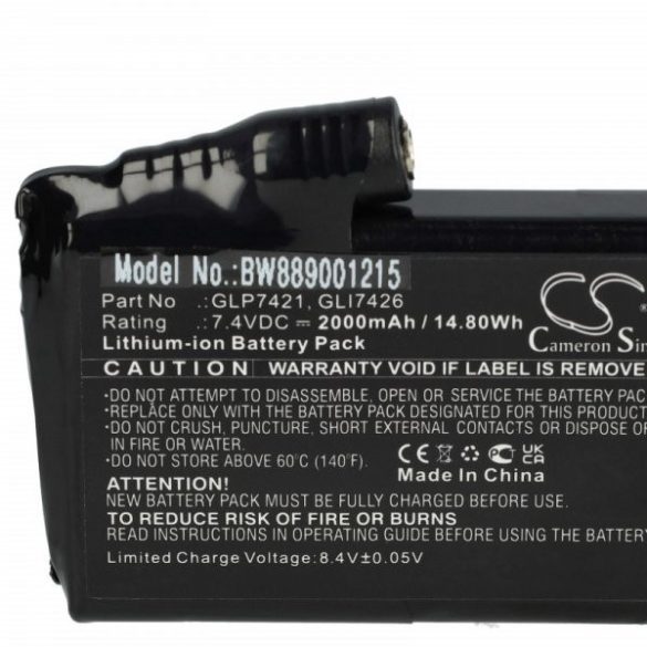 Fűtütt motorkerékpár kesztű - Glovii GLP7421, GLI7426 - 2000 mAh 7.4 V Li-Ion - Utángyártott akku
