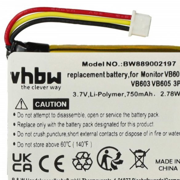 GHB Bat-UU24 Baby monitor - 750 mAh 3.7 V Li-polymer akkumulátor