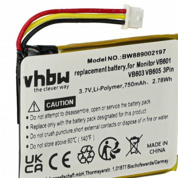 GHB Bat-UU24 Baby monitor - 750 mAh 3.7 V Li-polymer akkumulátor