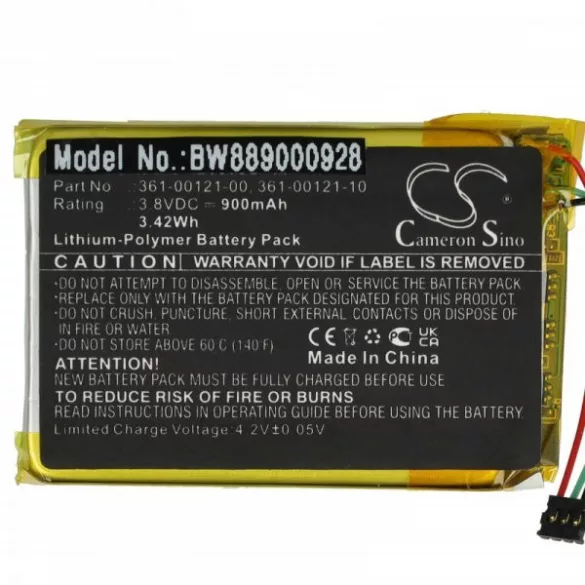 GPS Tracker Garmin 361-00121-00, 361-00121-10 - 900 mAh 3.8 V Li-polymer - Utángyártott akku - VHBW