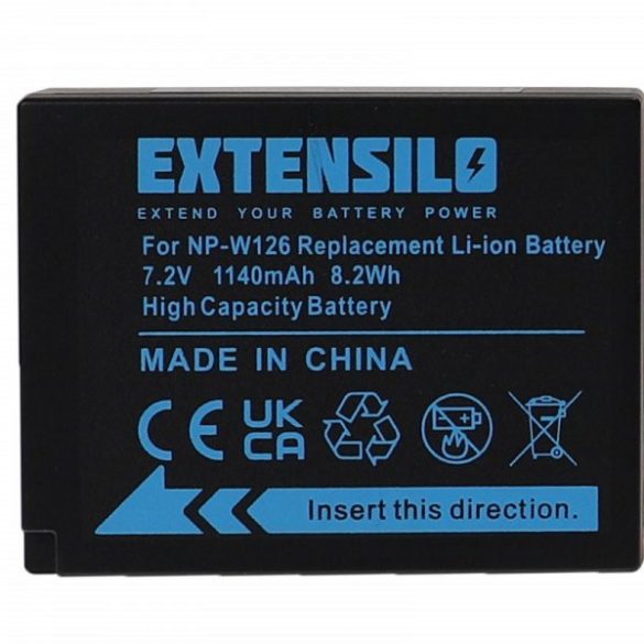Fujifilm NP-W126, NP-W126s - 1140mAh, 7.2V, Li-Ion - Utángyártott Kamera akku