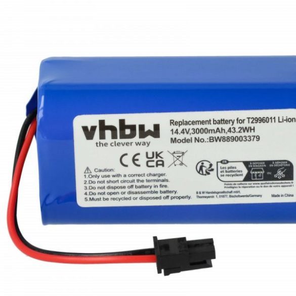 Eufy T2996011, CMICR18650F9M-4S1P for Eufy 3000mAh, 14.4V, Li-Ion - Utángyártott porszívó akku