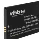 Emporia AK-S3M-BC - 2500 mAh 3.8 V Li-polymer - utángyártott mobiltelefon akku - VHBW