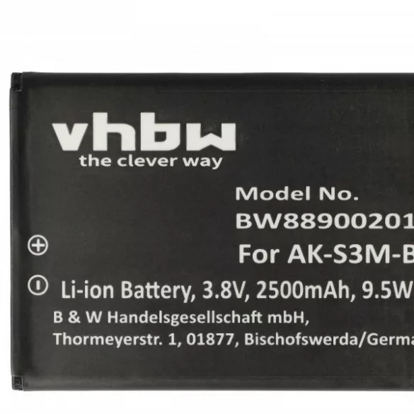 Emporia AK-S3M - 2500 mAh 3.8 V Li-polymer - utángyártott mobiltelefon akku - VHBW