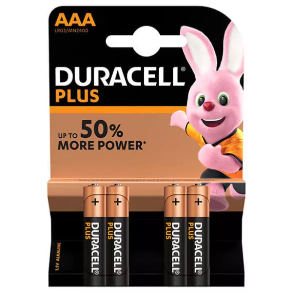 Duracell Plus LR03 AAA alkáli mikro elem MN2400 4db/csomag (ár/csomag)