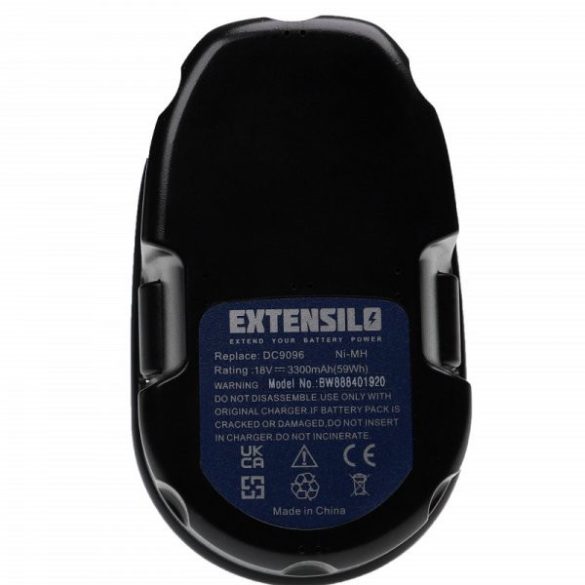 Szerszámgép akku Dewalt DE9096, DE9095, DE9039, DC9096, DC9099 - 3300 mAh, 18 V, NiMH - Utángyártott akku