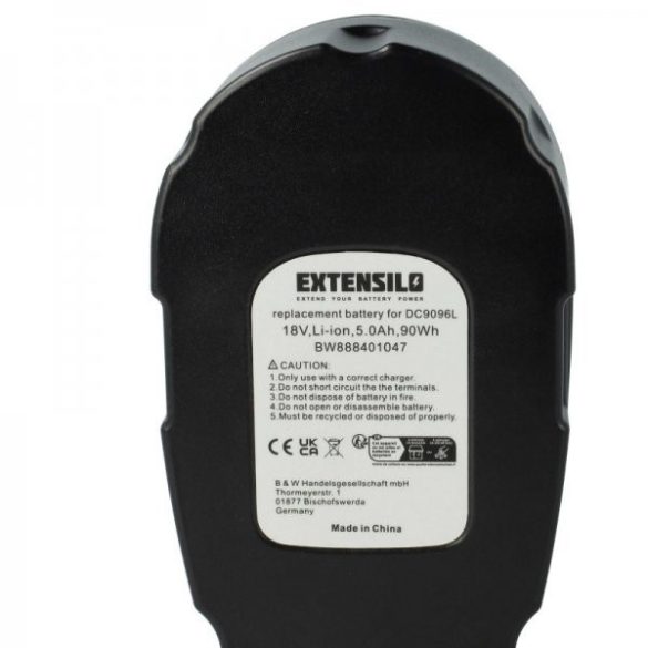 Szerszámgép akku Dewalt DE9096, DE9095, DE9039, DC9096, DC9099 - 5000 mAh, 18 V, Li-Ion - Utángyártott akku