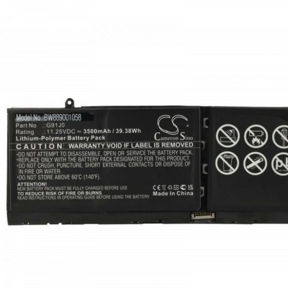 Dell G91J0 - 3500 mAh 11.25 V Li-polymer, fekete - Utángyártott notebook akku