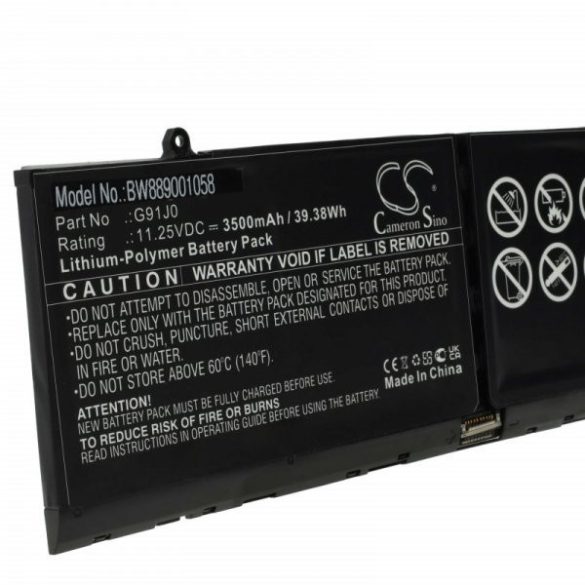 Dell G91J0 - 3500 mAh 11.25 V Li-polymer, fekete - Utángyártott notebook akku