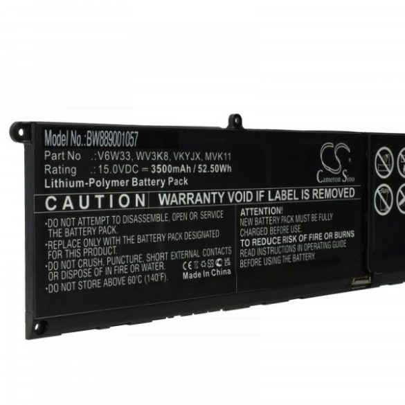 Dell 927N5, G91J0, FH3K2, MVK11, MGCM5 - 3500 mAh 15 V Li-polymer, fekete - Utángyártott notebook akku