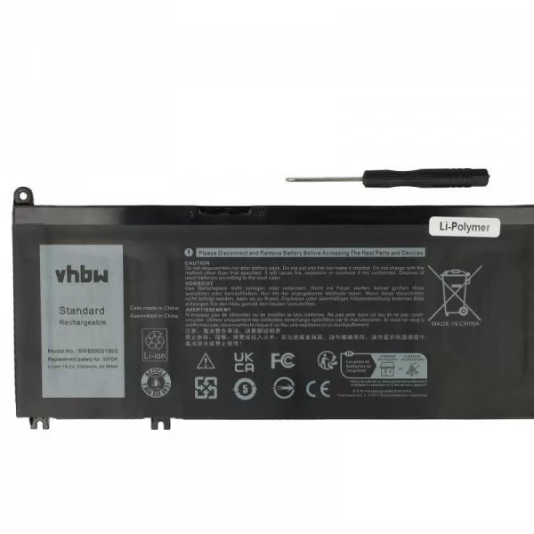   Dell 99NF2, 81PF3, 07FHHV, 7FHHV, 33YDH - 2300 mAh 15.2 V Li-polymer, fekete - Utángyártott notebook akku
