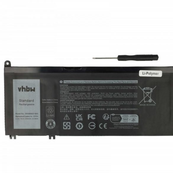 Dell 99NF2, 81PF3, 07FHHV, 7FHHV, 33YDH - 2300 mAh 15.2 V Li-polymer, fekete - Utángyártott notebook akku