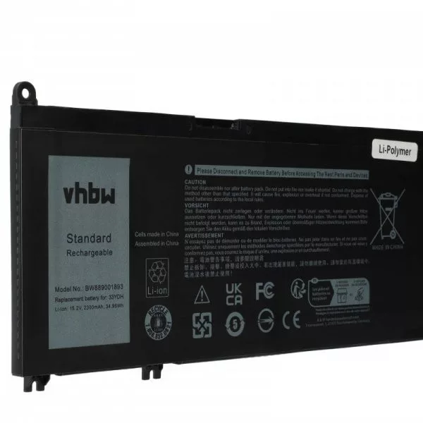 Dell 99NF2, 81PF3, 07FHHV, 7FHHV, 33YDH - 2300 mAh 15.2 V Li-polymer, fekete - Utángyártott notebook akku
