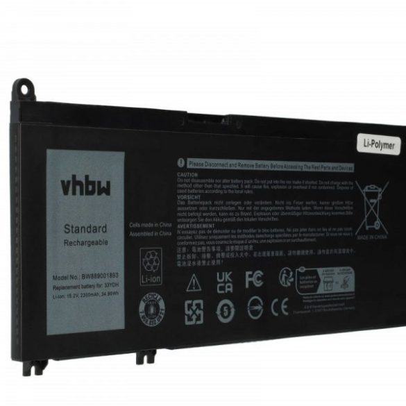 Dell 99NF2, 81PF3, 07FHHV, 7FHHV, 33YDH - 2300 mAh 15.2 V Li-polymer, fekete - Utángyártott notebook akku