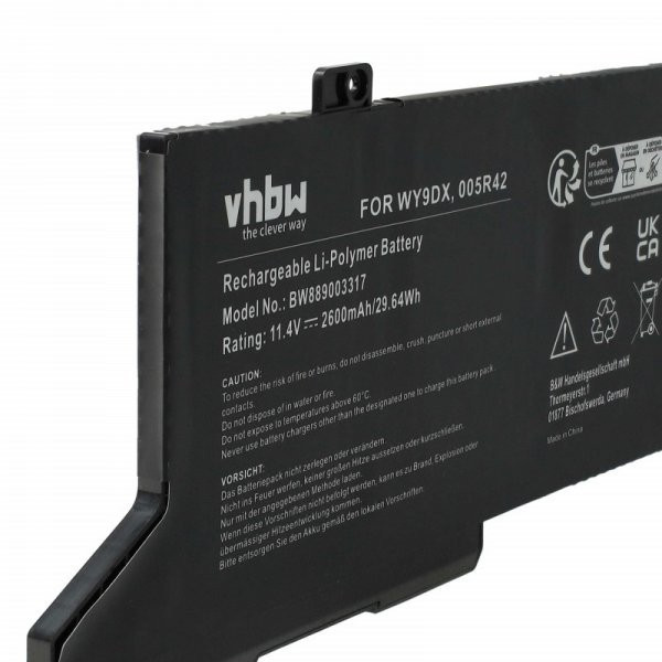   Dell 005R42, WY9DX - 2600 mAh 11.4 V Li-polymer - Utángyártott notebook akku