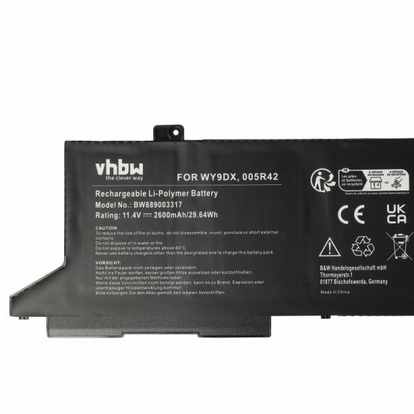 Dell 005R42, WY9DX - 2600 mAh 11.4 V Li-polymer - Utángyártott notebook akku