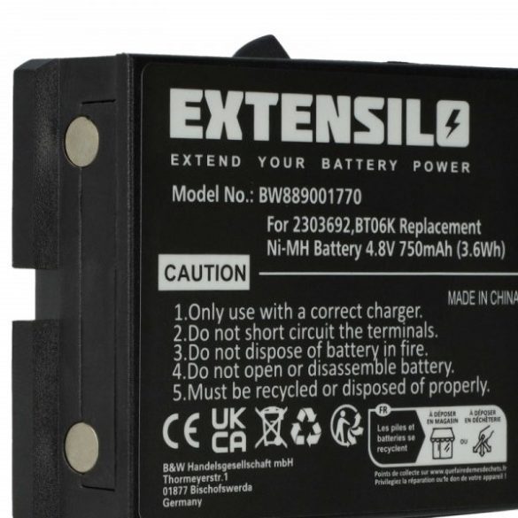 Danfoss BT06K, 2303692 - 750 mAh 4.8 V NiMH Utángyártott távirányító akku