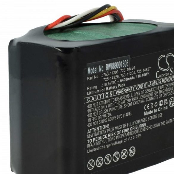 Fűnyíró Cub Cadet 725-14826, 725-14827, 725-18426 - 6400 mAh 18.5 V Li-Ion - Utángyártott akku