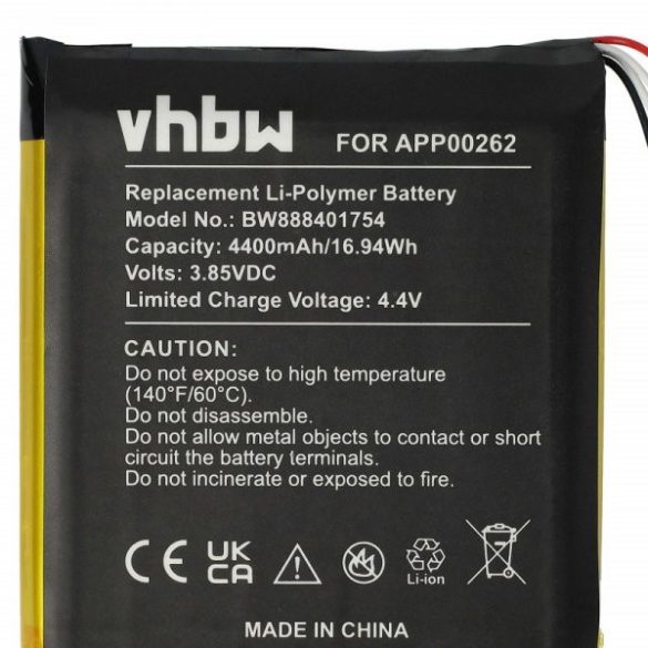 Caterpillar 1ICP8/59/66 - 4400 mAh 3.85 V Li-polymer + fekete csatlakozó - Utángyártott telefon akku