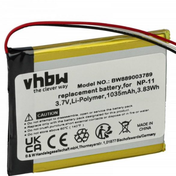 Casio LIS1639CSPC, NP-11A, NP-11 - 1035mAh, 3.7V, Li-polymer - Utángyártott Kamera akku
