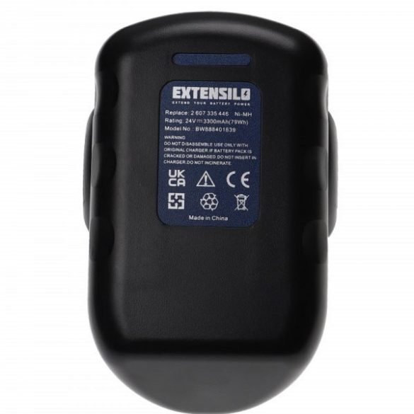 Szerszámgép akku Bosch 2607335280, 2607335279, 2607335268 - 3300 mAh, 24 V, NiMH - Utángyártott akku