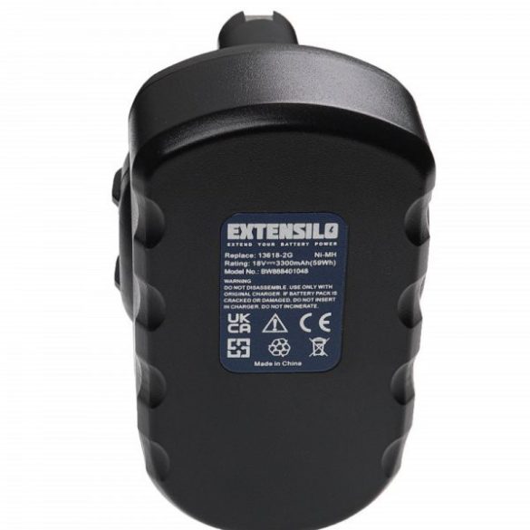 Szerszámgép akku Bosch 2 607 335 278, 2 607 335 266, 2 607 335 536 - 3300 mAh, 18 V, NiMH - Utángyártott akku