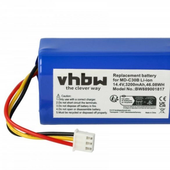 BLAUPUNKT D071-INR-CH-4S1P, 6.60.40.02-0 for Blaupunkt 3200mAh, 14.4V, Li-Ion - Utángyártott porszívó akku
