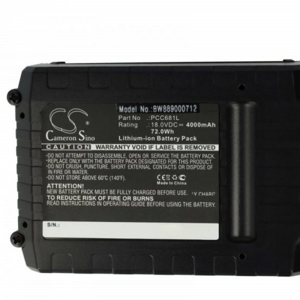 Szerszámgép akku Black & Decker LBX20, LBXR20, LB20, LB2X4020 - 4000 mAh, 18 V, Li-Ion - Utángyártott akku