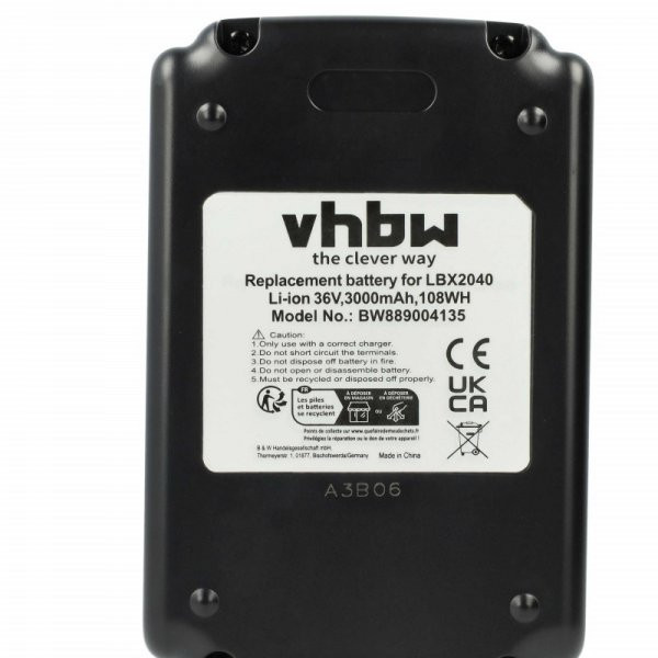 Szerszámgép akku Black & Decker BL2036, BL1336-XJ, BL1336 - 3000 mAh, 36 V, Li-Ion - Utángyártott akku