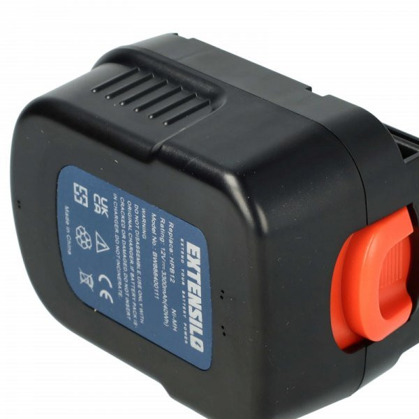 Szerszámgép akku Black & Decker BD1204L, A12EX, A1712, A12-XJ, A12 - 3300 mAh, 12 V, NiMH - Utángyártott akku