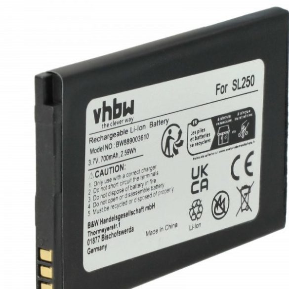 Bea-Fon SL250 - 700 mAh 3.7 V Li-Ion - utángyártott mobiltelefon akku