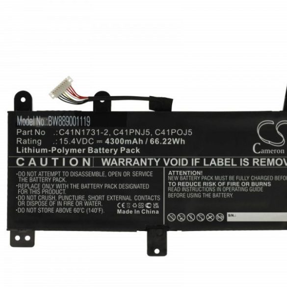 Asus 0B200-02940000, 0B200-02990000 - 4300 mAh 15.4 V Li-polymer, fekete - Utángyártott notebook akku