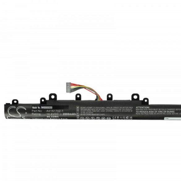 Asus 0B110-00480100, A41lj5H, A41N1702-1 - 2800 mAh 14.4 V Li-Ion - Utángyártott notebook akku