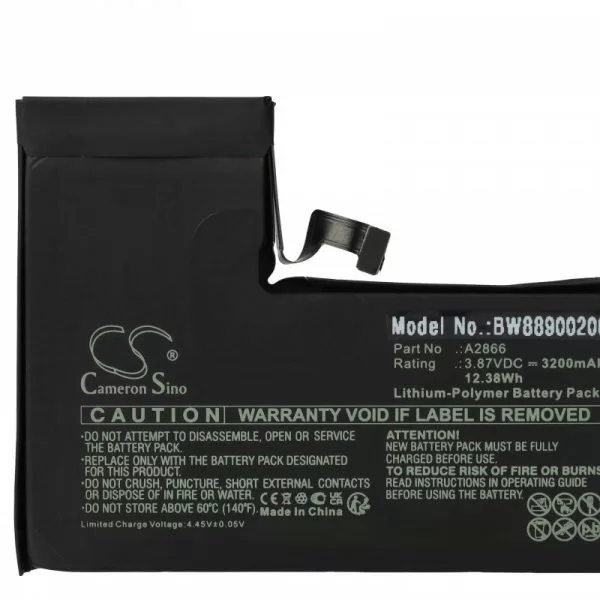   Apple A2866 - 3200 mAh 3.87 V Li-polymer - Utángyártott telefon akku