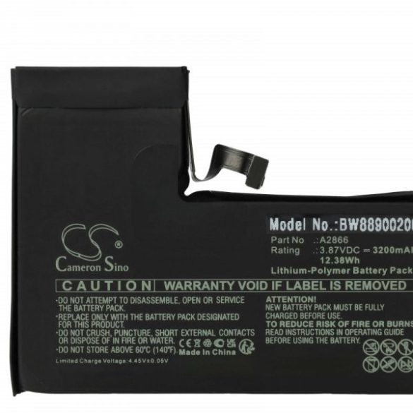 Apple A2866 - 3200 mAh 3.87 V Li-polymer - Utángyártott telefon akku