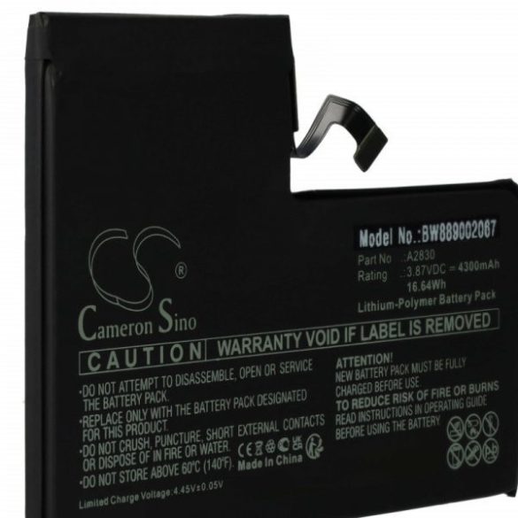 Apple A2830 - 4300 mAh 3.87 V Li-polymer - Utángyártott telefon akku
