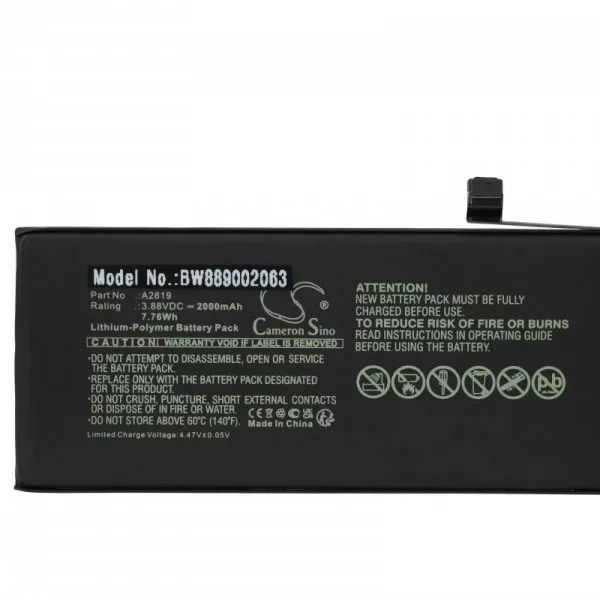 Apple A2819 - 2000 mAh 3.88 V Li-polymer - Utángyártott telefon akku Apple A2819 - 2000 mAh 3.88 V Li-polymer - Utángyártott telefon akku