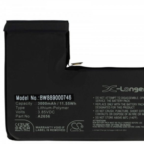 Apple A2656 - 3000 mAh 3.85 V Li-polymer - Utángyártott telefon akku
