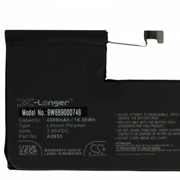 Apple A2653 - 4300 mAh 3.85 V Li-polymer - Utángyártott telefon akku