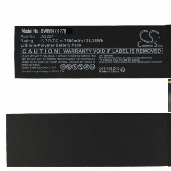 Apple A2224 - 7500 mAh 3.77 V Li-polymer - Utángyártott tablet akku