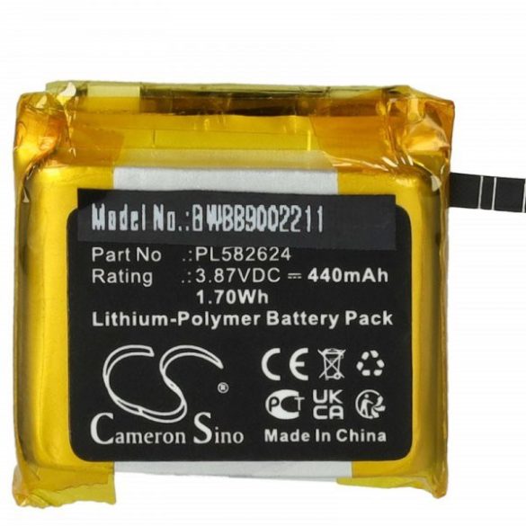 Okosóra - Amazfit PL582624 - 440 mAh 3.87 V Li-polymer - utángyártott akku
