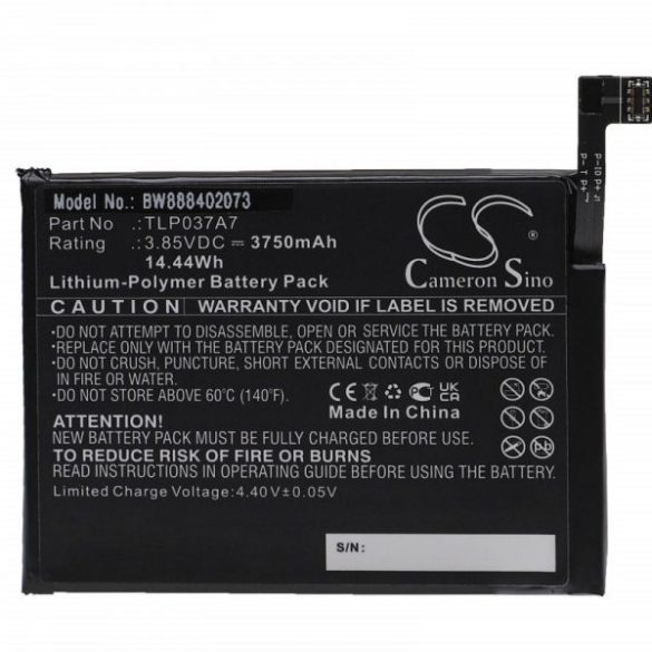 Alcatel TLP037A7 - 3750 mAh 3.85 V Li-polymer - Utángyártott telefon akku