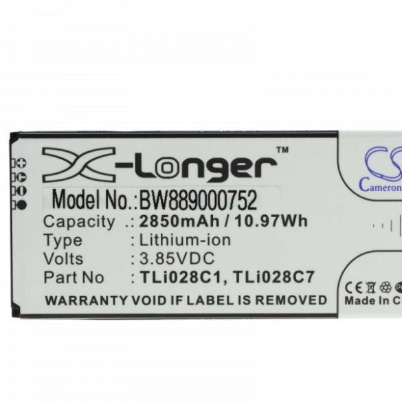 Alcatel TLi028C1, TLi028C7 - 2850 mAh 3.85 V Li-Ion - Utángyártott telefon akku