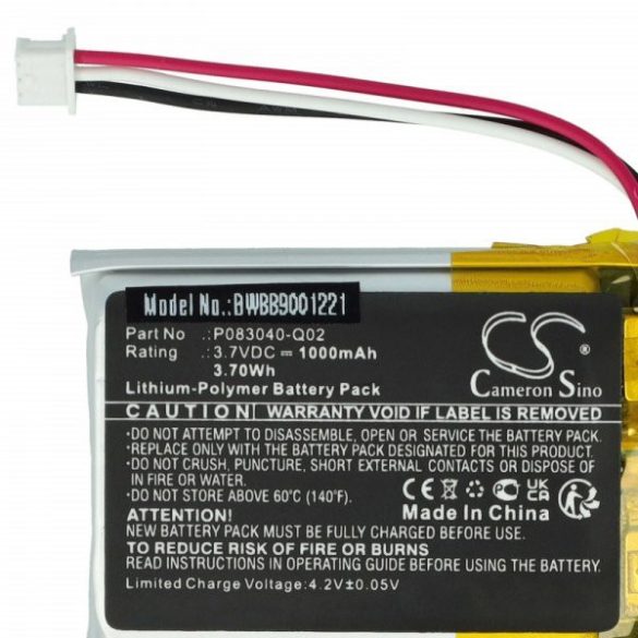 Fejhallgató -  AKG P083040-Q02 - 1000 mAh 3.7 V Li-polymer - Utángyártott akku