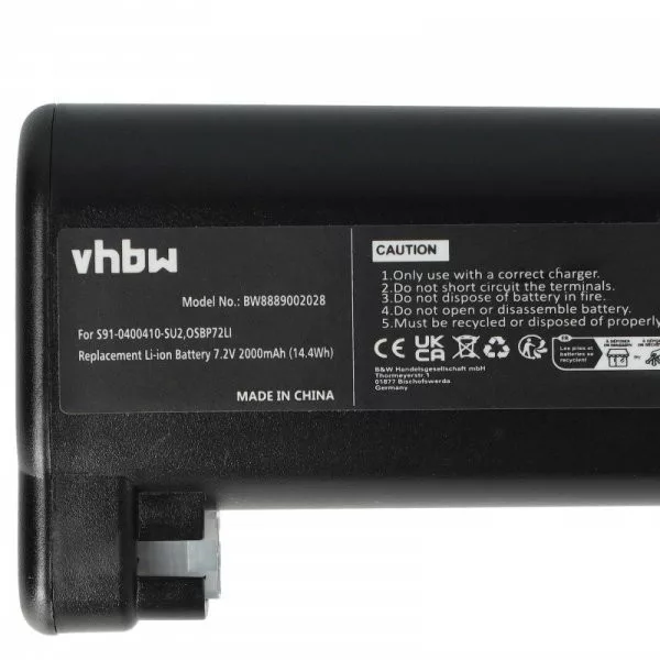 AEG S91-0400410-SU2, OSBP72LI for Electrolux 2000mAh, 7.2V, Li-Ion - Utángyártott porszívó akku