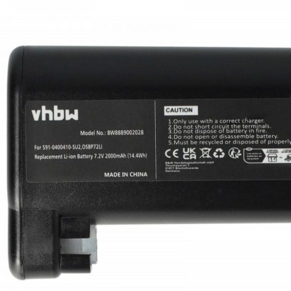 AEG S91-0400410-SU2, OSBP72LI for Electrolux 2000mAh, 7.2V, Li-Ion - Utángyártott porszívó akku