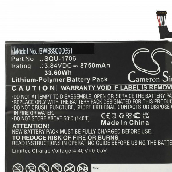   Acer SQU-1706, KT.00201.004 - 8750 mAh 3.84 V Li-polymer - Utángyártott tablet akku