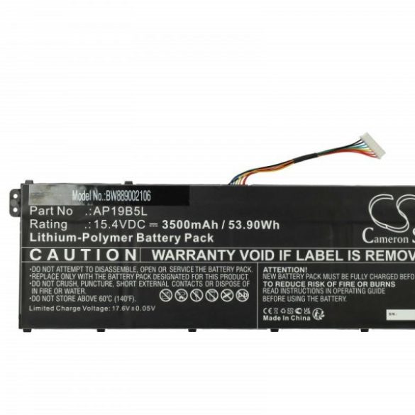 Acer KT00405010, AP19B5L - 3500 mAh 15.4 V Li-polymer, fekete - Utángyártott notebook akku