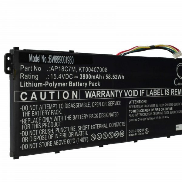 Acer KT00407008, AP18C7M - 3800 mAh 15.4 V Li-polymer, fekete - Utángyártott notebook akku